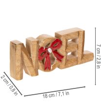 daiktų Kalėdinė dekoracija „Noel“ užrašas su kaspinu, 18 cm