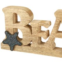 daiktų Stovas su užrašu „Beach“ jūrinė puošmena mediena 35×12cm