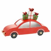 Kalėdinis automobilis su LED raudonu metalu 25cm H14,5cm akumuliatoriui.