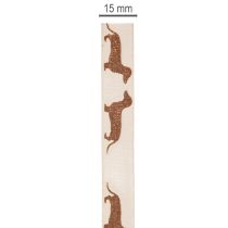daiktų Dovanų juostelė su takso šuniuko motyvu rankdarbiams ir asmenukėms, 15 mm x 18 m