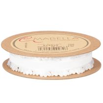 daiktų Dekoratyvinė balta juostelė su širdelėmis kūrybinėms rankdarbių idėjoms, 20 mm x 15 m