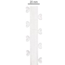 daiktų Dekoratyvinė balta juostelė su širdelėmis kūrybinėms rankdarbių idėjoms, 20 mm x 15 m