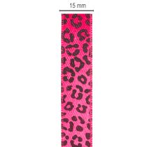daiktų Dekoratyvinė juostelė su leopardo raštu, rožinė, 15 mm x 18 m