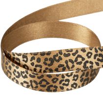 daiktų Šilkinė juostelė su leopardo raštu, ruda ir juoda, 15 mm, 18 m