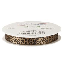 daiktų Šilkinė juostelė su leopardo raštu, ruda ir juoda, 15 mm, 18 m