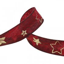 Deco Ribbon Christmas Ribbon Stars Red Golden L15m