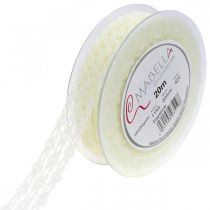 daiktų Dekoratyvinė juostelė su nėriniais, gėlių dovanų juostelė, vestuvių dekoracija šviesiai geltona W20mm L20m