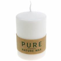 daiktų PURE Nature Safe Candle stulpelis žvakių stearinas, rapsų vaškas 90/60mm 1 vnt. balta