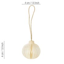 daiktų Popieriniai kalėdinių eglutės papuošalai, korio formos popierius, balti ir auksiniai, 4 cm, 6 vnt.