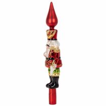 daiktų Kalėdų eglutės viršūnėlės riešutėlio figūrėlė, raudona, Kalėdų eglutei, 28 cm, tikras stiklas