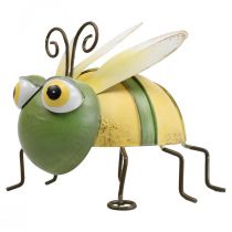 Sodo figūrėlė bitė, dekoratyvinė figūrėlė metalinis vabzdys H9,5cm žalia geltona
