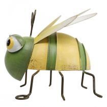Sodo figūrėlė bitė, dekoratyvinė figūrėlė metalinis vabzdys H9,5cm žalia geltona