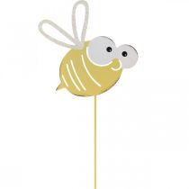 Bitė kaip kamštis, spyruoklė, sodo puošmena, metalinė bitė geltona, balta L54cm 3vnt