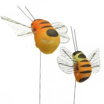 Deco bitė, pavasarinė dekoracija, bitė ant vielos oranžinė, geltona B5/6,5cm 12vnt.