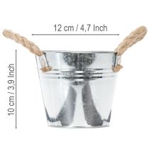 daiktų Blizgus metalinis kibiras su virvinėmis rankenomis, Ø12cm