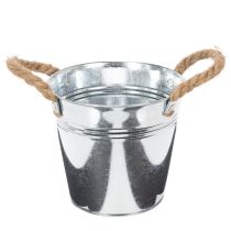 daiktų Blizgus metalinis kibiras su virvinėmis rankenomis, Ø16cm