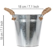 daiktų Blizgus metalinis kibiras su virvinėmis rankenomis, Ø18cm