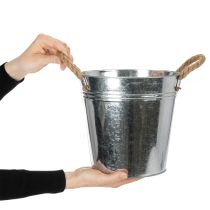 daiktų Blizgus metalinis kibiras su virvinėmis rankenomis, Ø22cm