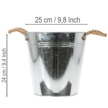 daiktų Blizgus metalinis kibiras su virvinėmis rankenomis, Ø25cm