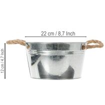 daiktų Blizgus metalinis dubuo su virvės rankenomis, Ø22 cm