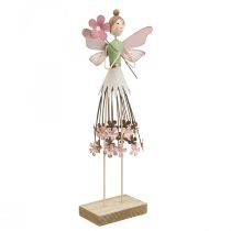 Stalo puošmena gėlių fėja spyruoklinė metalinė dekoracija fėja rožinė H30cm