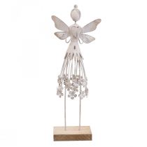 Stalo puošmena gėlių fėja spyruoklinė metalinė dekoracija fėja balta H30,5cm