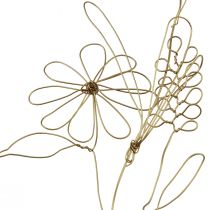 daiktų Gėlių girlianda metalinė dekoratyvinė kabykla aukso motyvo pieva 110cm