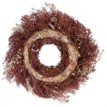 daiktų Gėlių vainikas, džiovintų gėlių vainikas, vyno raudonumo, rožinis, Ø25cm