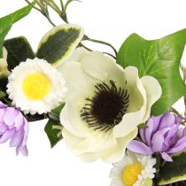 daiktų Dirbtinių gėlių vainikas Anemones Daisies Violetinė Balta Ø25cm