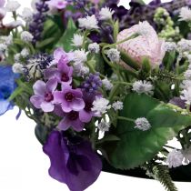 daiktų Gėlių vainikas dirbtinis sienų dekoravimas gėlės violetinės baltos Ø30cm H9cm