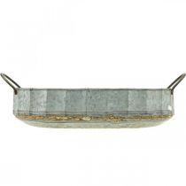 daiktų Gėlių dubenėlis, metalinis cinko padėklas, antikvarinis, 2 vnt. rinkinys, ilgis 45 cm / 59 cm