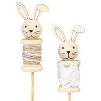 daiktų Flower Stick Rabbit Wood Natural, Ruda, Balta L32cm 8 vnt