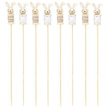 daiktų Flower Stick Rabbit Wood Natural, Ruda, Balta L32cm 8 vnt