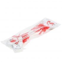 daiktų Gėlių kamštukas širdelė balta su lankeliu 7cm 12 vnt