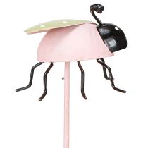 daiktų Flower Stick Ladybug Metal Green Pink 7x4cm 6 Vnt