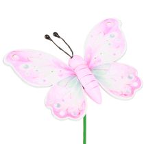 daiktų Gėlių kamštukas drugelis rožinis žalias oranžinis 8x5,5cm 16 vnt