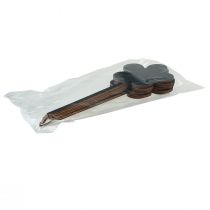 daiktų Gėlių kuolai, mini medinės plokštelės, juodos, Ø10cm, 6 dalių dekoracijų rinkinys