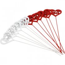 daiktų Gėlių kamštis širdelė raudona medinė dekoratyvinė kištukas Love 7cm 12vnt