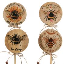 Gėlių kamštis medinis bičių dekoratyvinis kamštis su užrašu 7x27,5cm 12 vnt