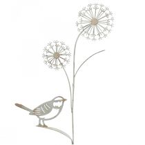 Gėlių kamštis metalinis deco allium paukštis baltas 20×52cm