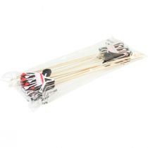 daiktų Gėlių kamštukas karutis medinės širdelės spalvotos 9x6,5cm 12 vnt