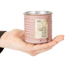 daiktų Dekoratyvinis skardinis apvalus sendintos rožės metalinis vazonas Ø8cm A7.5cm