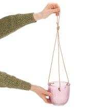 daiktų Stiklinis gėlių vazonas / pakabinamas žibintas, violetinis / žalias, 14 cm, 2 vnt.