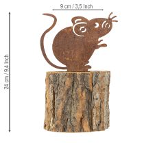 daiktų Medinis gėlių vazonas, žievės ir pelės formos, rūdžių spalvos, aukštis 24 cm
