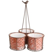 daiktų Gėlių vazonas keraminis tinklinis krepšelis metalinis rudas Ø30cm H11,5cm