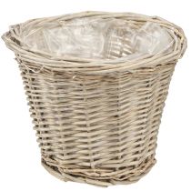 daiktų Gėlių vazono krepšelis gluosnis natūraliai pilkas baltas Ø20cm H16cm 2vnt