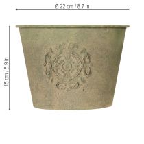 daiktų Metalinis gėlių vazonas, žalias, vintažinis, Ø22cm–13,5cm, 3 vnt. rinkinys