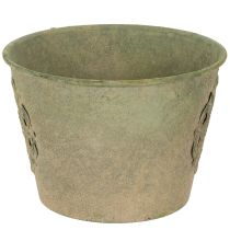 daiktų Metalinis gėlių vazonas, žalias, vintažinis, Ø22cm–13,5cm, 3 vnt. rinkinys