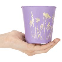 daiktų Metalinis vazonėlis su gėlių motyvu, pastelinės spalvos, 10 cm, 3 vnt.