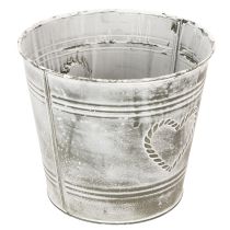 daiktų „Shabby Chic“ metalinis gėlių vazonas, širdies formos, Ø17,5 cm, aukštis 15,5 cm